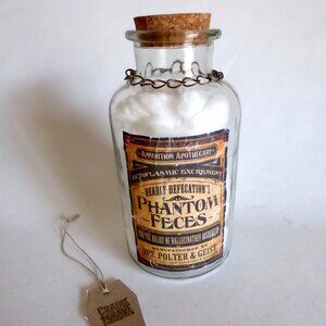 NEW 8" PHANTOM FECES WHIMSICAL HALLOWEEN APOTHECARY GLASS JAR GOTHIC ODDITY PROP